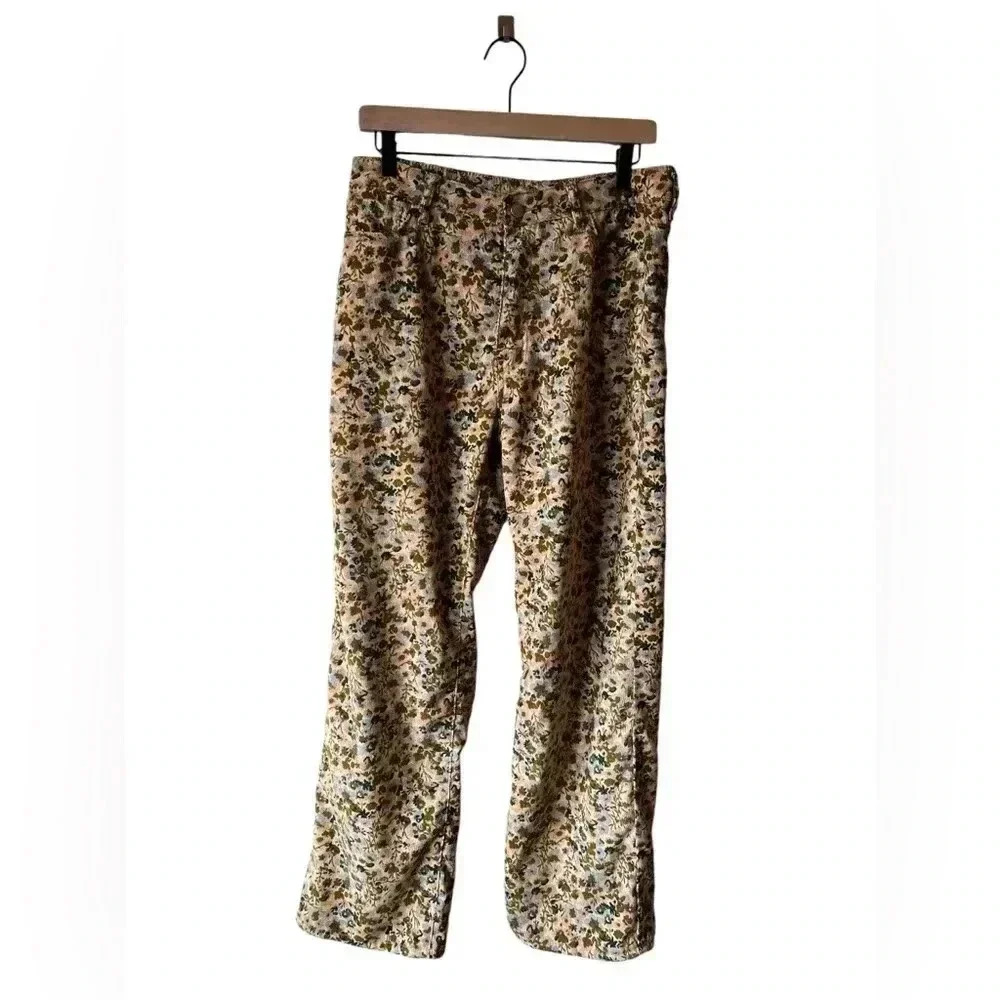 Polagram Floral Corduroy High Waisted Pants Size Large